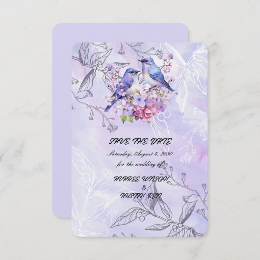 Save The Date Lilacs et Bluebirds (Devant / Derrière)