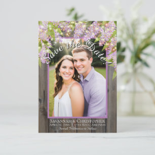 Save The Date Lilas aquarelle rustique sur bois Photo de mariage