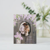 Save The Date Lilas et lumières sur le bois de grange violet mar (Debout devant)