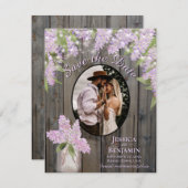 Save The Date Lilas et lumières sur le bois de grange violet mar (Devant / Derrière)