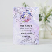 Save The Date Lilas et oiseaux bleus (Debout devant)