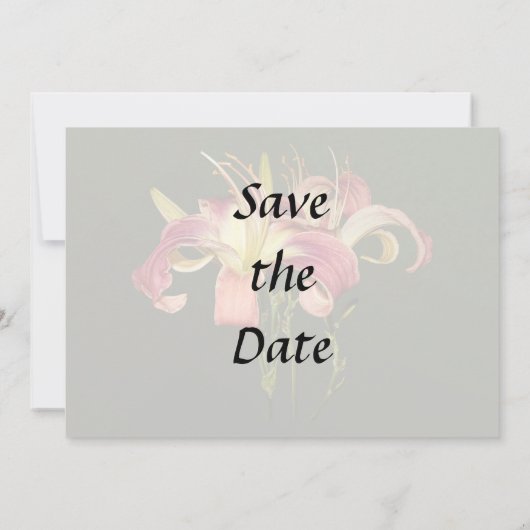 Save The Date Lilies roses foncés avec des centres jaunes (Dos)
