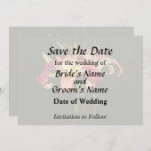 Save The Date Lilies roses foncés avec des centres jaunes (Devant / Derrière)