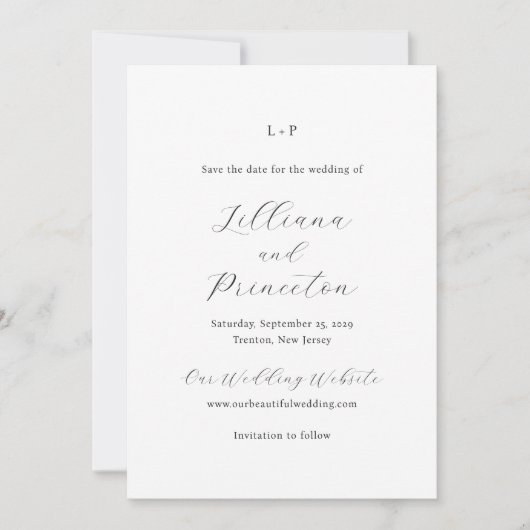 Save The Date Lilliana Elegant Mariage moderne (Devant)
