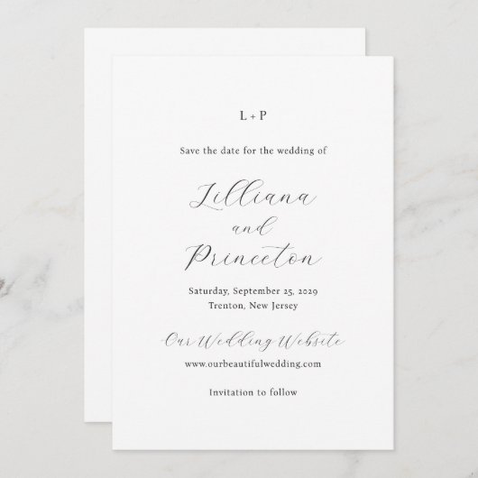 Save The Date Lilliana Elegant Mariage moderne (Devant / Derrière)