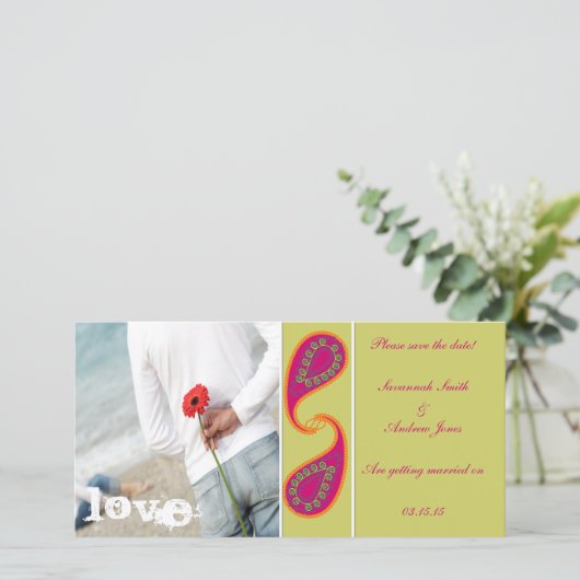Save The Date Lime et framboise Paisley Enregistrer la date Votr (Debout devant)