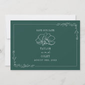 Save The Date Line Art Floral Mariage Emerald Enregistrer la dat (Devant)