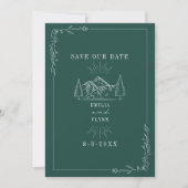 Save The Date Line Art Mountains Emerald Mariage (Devant)