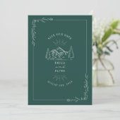 Save The Date Line Art Mountains Mariage Turquoise Enregistrer L (Debout devant)
