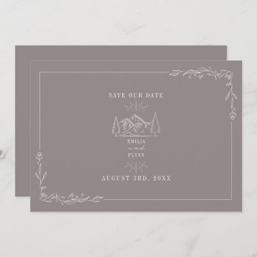 Save The Date Line Art Mounts Mariage Amethyst (Devant / Derrière)