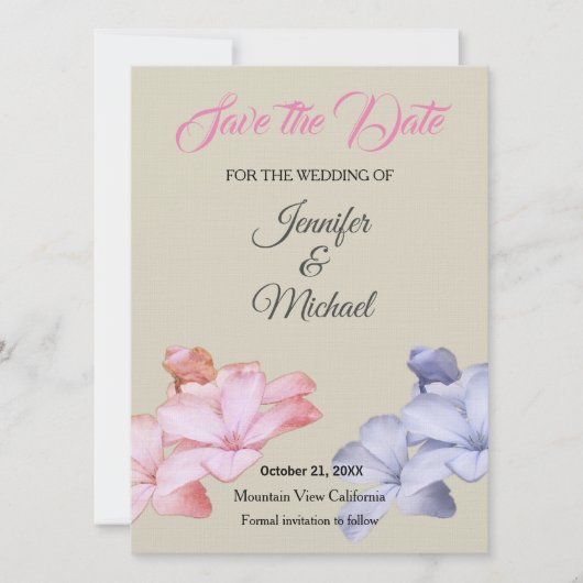 Save The Date Linen Mariage professionnel classique Floral (Devant)