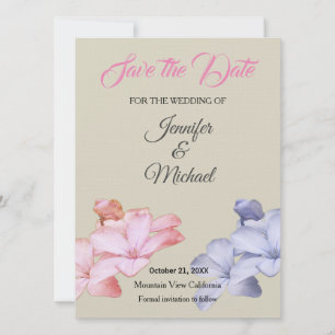 Save The Date Linen Mariage professionnel classique Floral