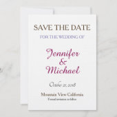 Save The Date Linge Enregistrer la date Mariage écriture classiq (Devant)