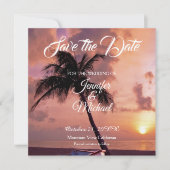 Save The Date Linge Enregistrer la date Mariage Palmiers Exotiqu (Devant)