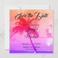 Linge Enregistrer la date Mariage Palmiers Exotiqu