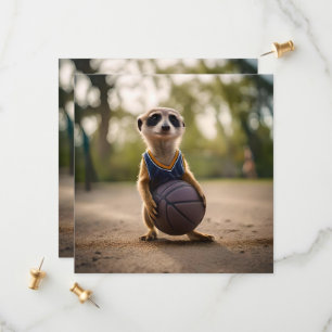 Save The Date Little Hoop Star : Baby Meerkat tenant le basket-b