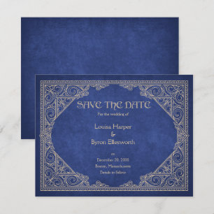 Save The Date Livre de bibliothèque Geek bleu Mariage littéraire