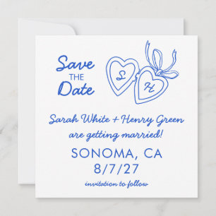 Save The Date Locket Cœur Fantaisiste Dessin Moderne PERSONNALIS