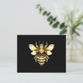 Save The Date Logo Faux Gold Foil Bee Polygonal sur Noir (Debout devant)