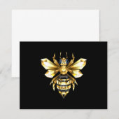 Save The Date Logo Faux Gold Foil Bee Polygonal sur Noir (Devant / Derrière)