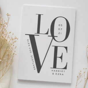 Save The Date Loin noir blanc typographie moderne mariage 1 phot