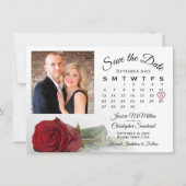 Save The Date Long Stemmed Red Rose Mariage Calendrier & Photo (Devant)