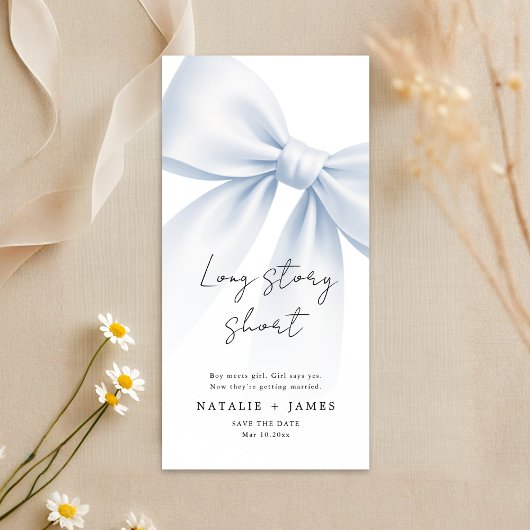 Save The Date Long Story Short | Elegant Bow Bookmark Wedding