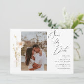 Save The Date L'or romantique et des fleurs blanches (Debout devant)