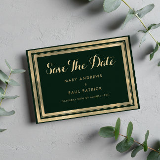 Save The Date L'or vert de la forêt moderne géométrique Enregist