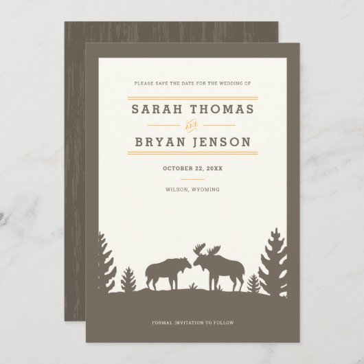 Save The Date L'orignal rustique dans les bois (Devant / Derrière)