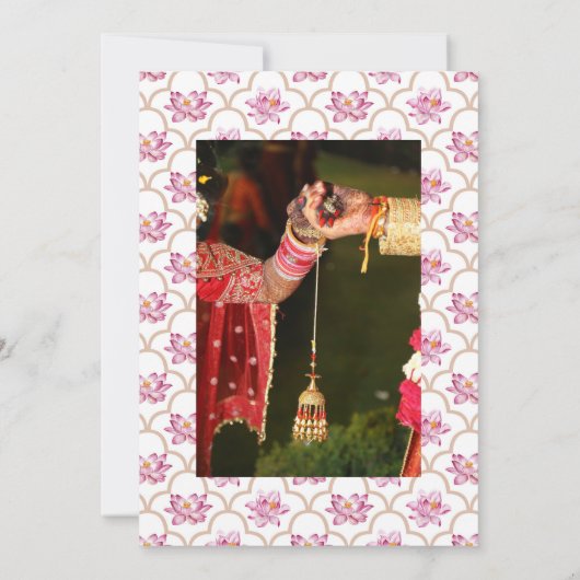 Save The Date Lotus Flower Mariage indien Photo (Dos)