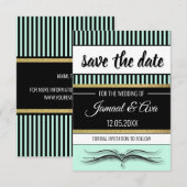 Save The Date Lotus Scroll & Rayures - Feuille d'Or (Devant / Derrière)