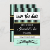 Save The Date Lotus Scroll & Stripes - Feuille d'or (Devant / Derrière)