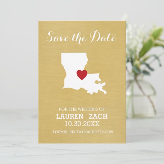 Save The Date Louisiana Home State Map - Mariage Enregistrer la  (Debout devant)