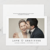 Save The Date Love & Gratitude Modern Chic Heart Mariage photo (Devant / Derrière)