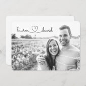 Save The Date Love Heart Modern Black & White Enregistrer la car (Devant / Derrière)