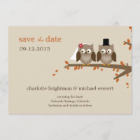 Love Owls Enregistrer La Date - Orange
