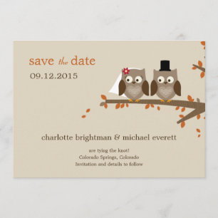 Save The Date Love Owls Enregistrer La Date - Orange