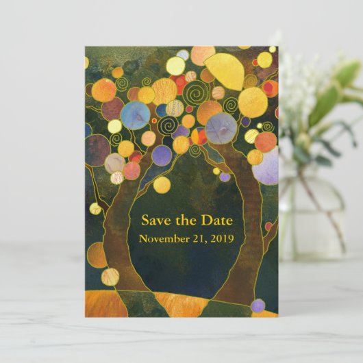 Save The Date Love Trees Art Nouveau Mariage (Debout devant)