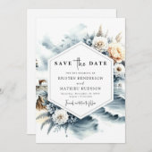 Save The Date Lovely Classic Waves Lighthouse Mariage (Devant / Derrière)