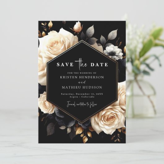 Save The Date Lovely Digital Gold et Black Mariage (Debout devant)