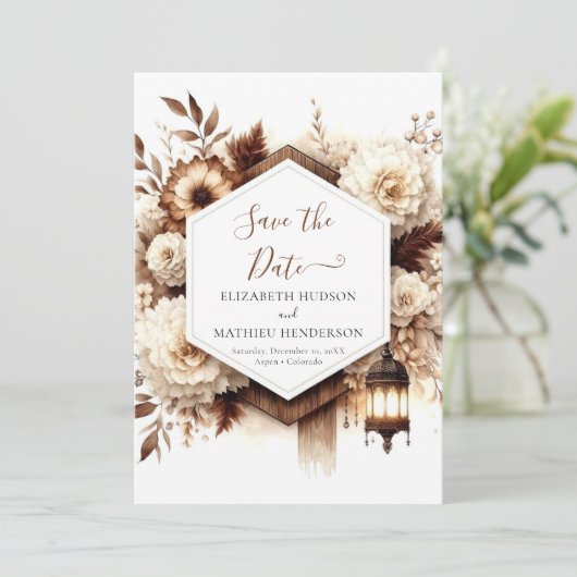 Save The Date Lovely Romantic Rustic Mariage (Debout devant)