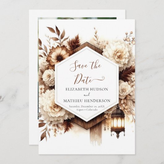 Save The Date Lovely Romantic Rustic Mariage (Devant / Derrière)