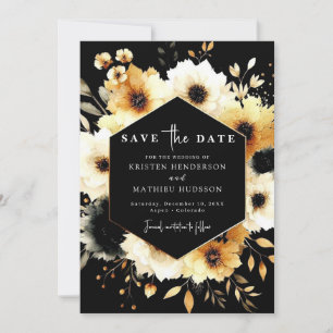 Save The Date Lovely Rustic Gold et Black Mariage