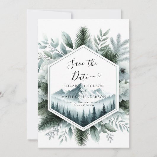 Save The Date Lovely Rustic Mountain Mariage (Devant)