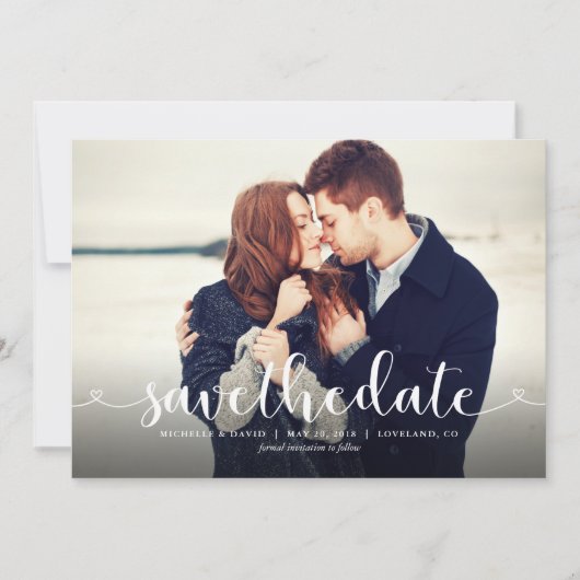 Save The Date Lovely Script Photo Wedding Enregistrer la date (Devant)