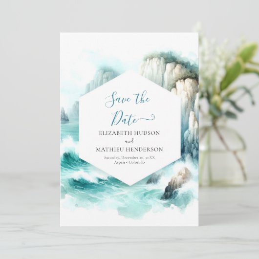 Save The Date Lovely Typographie Mariage nautique (Debout devant)