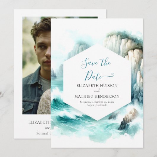 Save The Date Lovely Typographie Mariage nautique (Devant / Derrière)