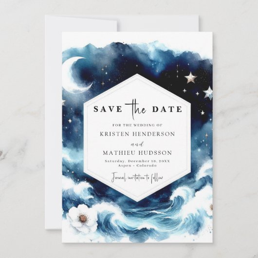 Save The Date Lovely Typographie Moonlit Mariage (Devant)