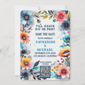 Save The Date Lovers Tarot Floral Mariage QR Code (Dos)